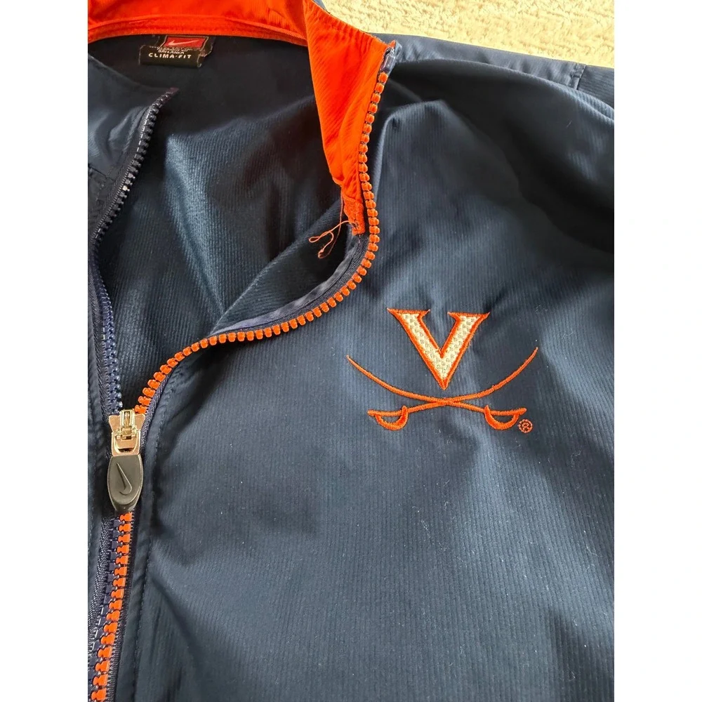 Nike Team UVA Virginia Cavaliers Clima-FIT Windbreaker Jacket Navy Orange Mens M
